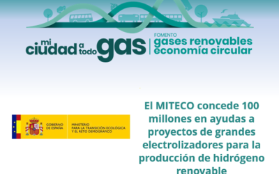 El MITECO concede 100 millones en ayudas a proyectos de grandes electrolizadores para la producción de hidrógeno renovable