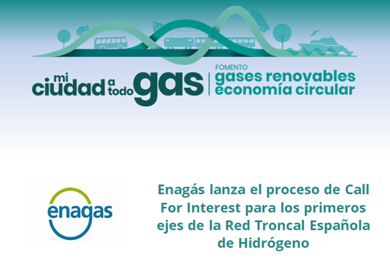 Enagás lanza el proceso de Call For Interest para los primeros ejes de la Red Troncal Española de Hidrógeno