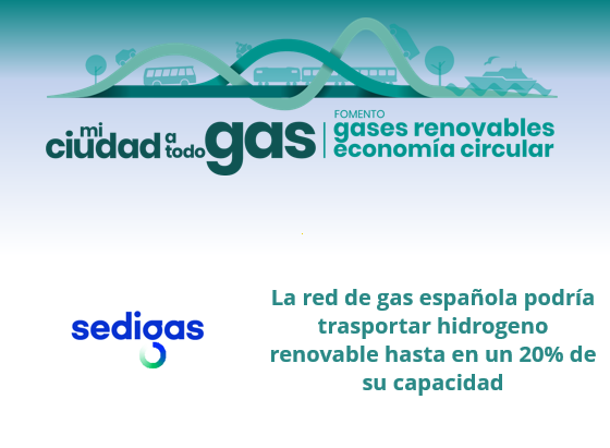 La red de gas española podría transportar hidrógeno renovable hasta en un 20% de su capacidad