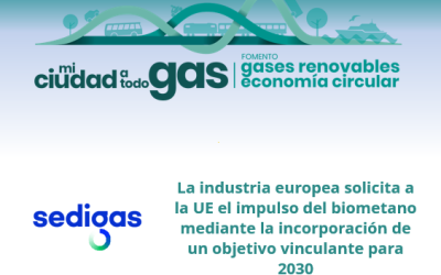 La industria europea solicita a la UE el impulso del biometano mediante la incorporación de un objetivo vinculante para 2030